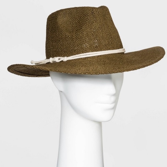 Universal Thread Accessories - WOMENS STRAW PANAMA HAT 👒 OLIVE 🫒 GREEN